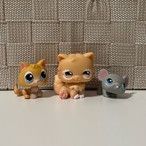 🐈 littlest pet shop / LPS cat and mouse lot of 3 #47, #490 & #104